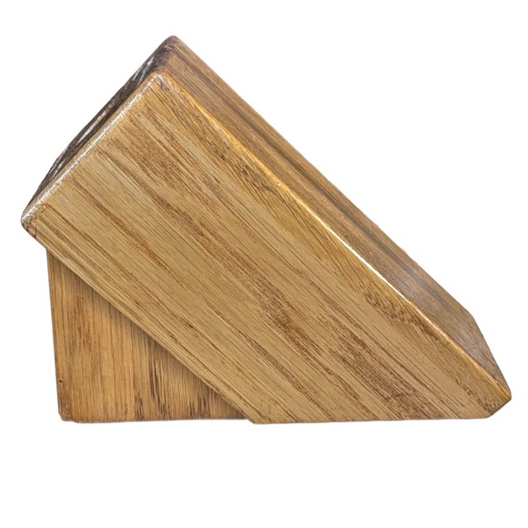 Cutco 5 Slot Brown Honey Oak Hardwood Knife Block Model 1649 Made in USA VGC - Picture 7 of 10